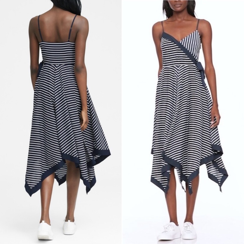 Stripe Strappy Handkerchief-Hem Dress